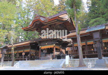 Historical Suwa Taisha shrine in Suwa city Nagano Japan. Suwa Taisha shrine is one of the oldest shrine built in 7th century. Stock Photo