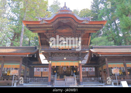 Historical Suwa Taisha shrine in Suwa city Nagano Japan. Suwa Taisha shrine is one of the oldest shrine built in 7th century. Stock Photo