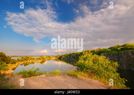 A beautiful magical lake on a summer morning at dawn. Dnepropetrovsk Ukraine Stock Photo