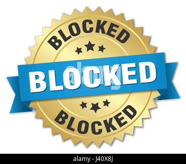 blocked round blue and gold label isolated on transparent background ...
