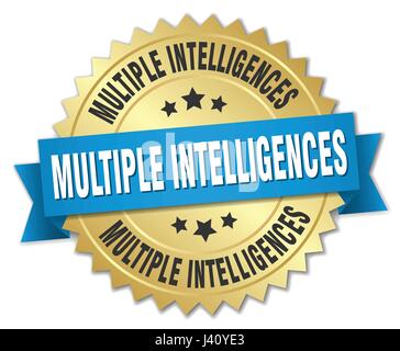 multiple intelligences round isolated gold badge Stock Vector