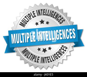 multiple intelligences round isolated silver badge Stock Vector