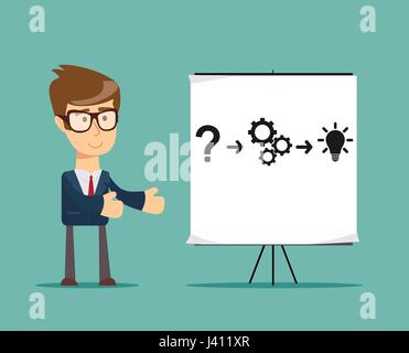 Thinking. Businessman solving a problem Stock Vector
