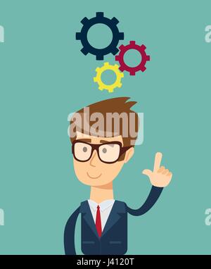 Thinking. Businessman solving a problem Stock Vector