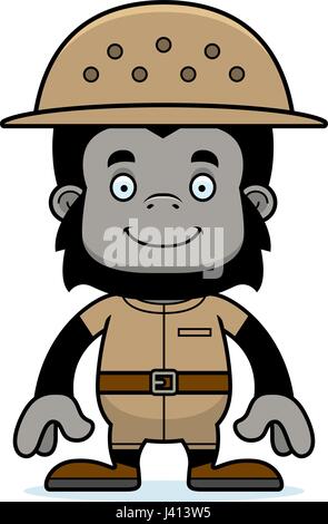 A cartoon zookeeper gorilla smiling. Stock Vector