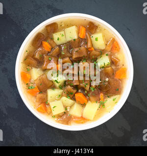 Traditional Chilean Estofado or Guiso de Cochayuyo (lat. Durvillaea antarctica), a vegan stew of bull kelp, potato, carrot and onion Stock Photo