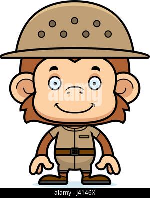 A cartoon zookeeper monkey smiling. Stock Vector