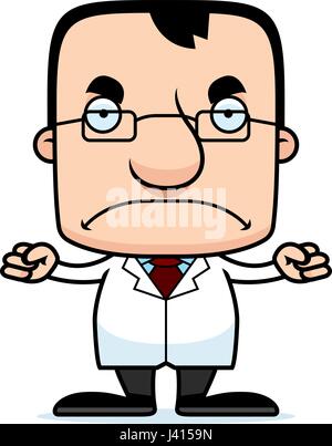 A cartoon scientist man looking angry. Stock Vector