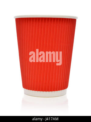 Empty red paper cup isolated on white background Stock Photo