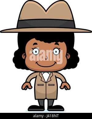 A cartoon detective girl smiling. Stock Vector