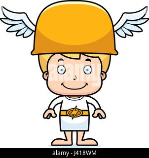 A cartoon Hermes boy smiling. Stock Vector