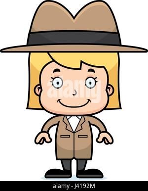 A cartoon detective girl smiling. Stock Vector