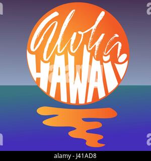 Hand drawn phrase Aloha Hawaii. Modern dry brush lettering design for posters, t-shirts, cards, invitations, stickers, banners, ets. Vector typography illustration Stock Vector