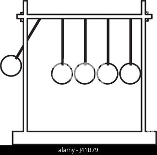 newtons cradle momentum pendulum metal line Stock Vector