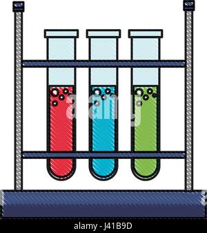 drawing test tube rack laboratory chemistry equipment Stock Vector