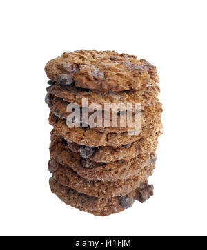 Chocolate chip cookies on white background Stock Photo
