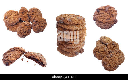Chocolate chips cookies on white background Stock Photo