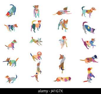 Set vector silhouettes of dogs (Jack Russel terrier) in black color cut ...