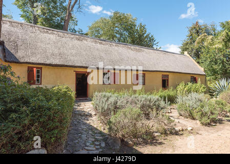 GENADENDAL, SOUTH AFRICA - MARCH 27, 2017: Rear wing of the Kuhnel House in Genadendal, built 1800. It is now the cottage museum Stock Photo