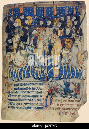 Manuscript of XIII BC Battle of Hastings Stock Photo