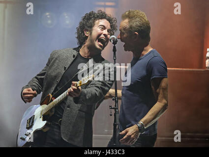 Sting performing at Manchester O2 Apollo  Featuring: Sting, Gordon Sumner, Joe Sumner, The Last Bandoleros Where: Manchester, United Kingdom When: 07 Apr 2017 Credit: Sakura/WENN.com Stock Photo