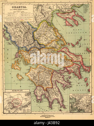 Map of Ancient Greece (as drawn in 1903) Stock Photo