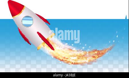 space toy rocket vector with real rocket  fire Stock Vector
