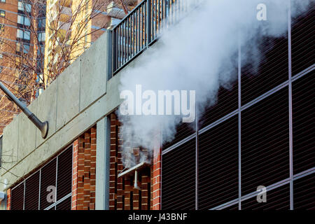 view chimneys, buildings and infrastructure, lignite-fired power plants, high smoking chimneys Stock Photo