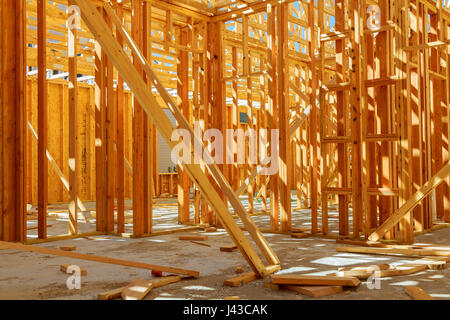 Framed building or residential home with basic electrical wiring and hvac complete. Stock Photo