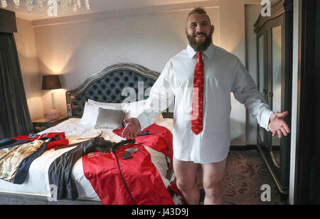 Lions' Joe Marler during the suit fitting at the Hilton Syon Park Hotel, London. Stock Photo