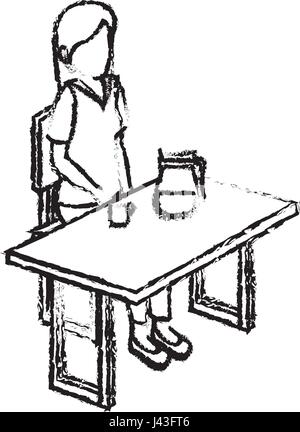 businesswoman in cafeteria isometric avatar character sitting in restaurant Stock Vector