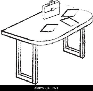 table wooden with portfolio isometric icon Stock Vector