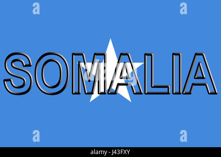 Illustration of the national flag of Somalia with the country written on the flag. Stock Photo