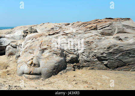 Face of Shiva on Vagator beach, Goa, India Stock Photo