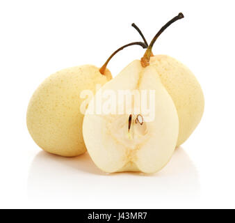Ripe pears nashi isolated on white background Stock Photo