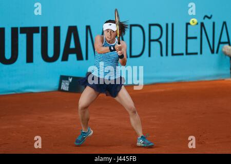 Madrid, Spain. 9th May, 2017. Misaki Doi (JPN) Tennis : Misaki Doi of Japan during singls 2nd round match against Donna Vekic of Croatia on the WTA Tour Mutua Madrid Open tennis tournament at the Caja Magica in Madrid, Spain . Credit: Mutsu Kawamori/AFLO/Alamy Live News Stock Photo