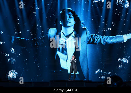 KYIV, UKRAINE - MAY 08, 2017:   Isaiah  from Australia at the first semi-final rehearsal during Eurovision Song Contest, in Kyiv, Ukraine Stock Photo