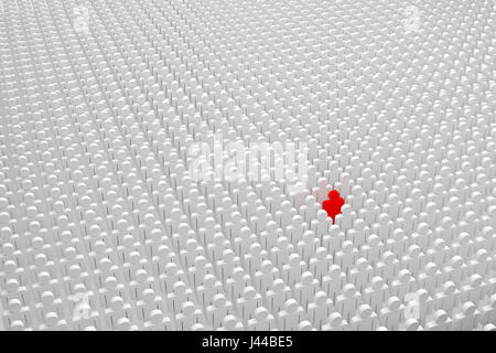 one red man in the crowd of plain characters, 3d rendering Stock Photo