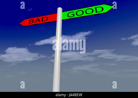 roadsign wit yes and no inscription against the blue sky, 3d rendering Stock Photo