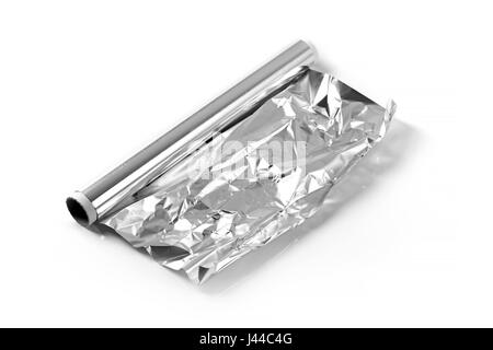aluminum foil roll isolated on white background Stock Photo