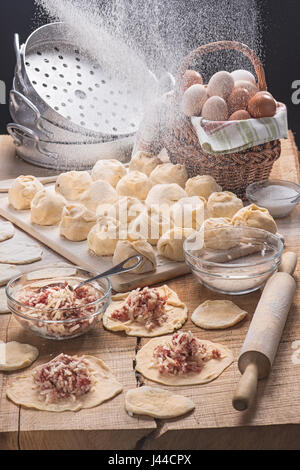 The dumplings made for cooki in style a rustic Stock Photo