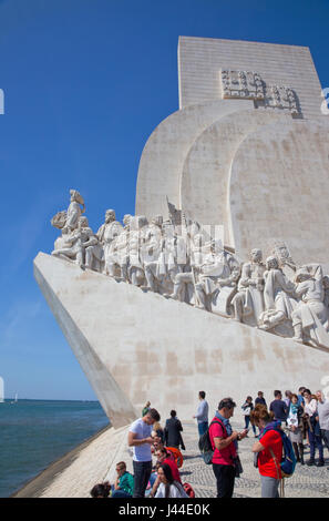 Portugal, Estredmadura, Lisbon, Belem, Monument to the Discoveries built in 1960 to commemorate the 500th anniversary of the death of Henry the Naviga Stock Photo