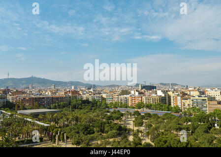 View From Arenas De Barcelona - Plaza de Toros De Las Arenas, Barcelona, Catalonia, Spain, Europe Stock Photo