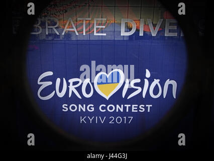 KYIV, UKRAINE - MAY,6 2017: -logo of Eurovision 2017 in Kyiv Ukraine Stock Photo