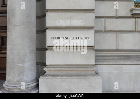 Exterior view of the HM Revenue and Customs Office building in Whitehall London during the daytime. Stock Photo