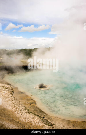 A vertical composition of gas rising from a thermal spring in the western USA Stock Photo