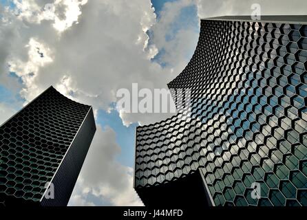 Perspective view of The Duo towers, a major modern commercial, retail and residential development on Beach Road, Singapore Stock Photo