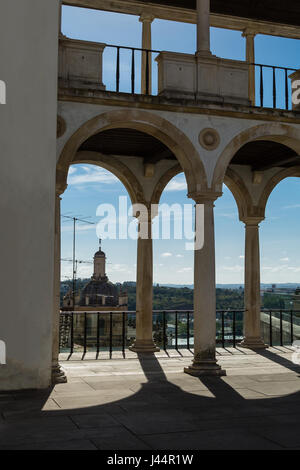 Arcade, Hallway and Columns in Coimbra's Palace: Architecture in Portugal Stock Photo