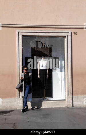 Dior fashion store at Via dei Condotti in Rome, Italy. Shop window Stock Photo