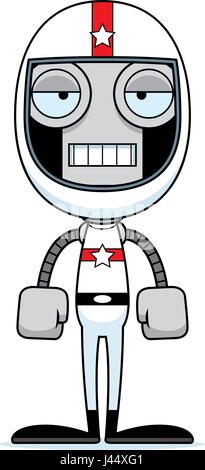 A cartoon race car driver robot looking bored. Stock Vector